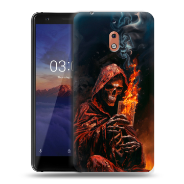 Силиконовый чехол на Nokia 2.1 с принтом Скелет и карты