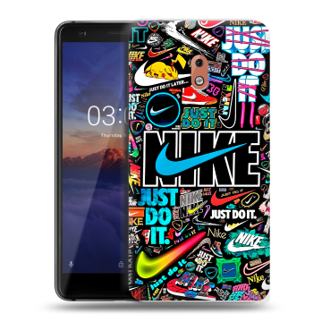 Силиконовый чехол на Nokia 2.1 с принтом найк nike черный