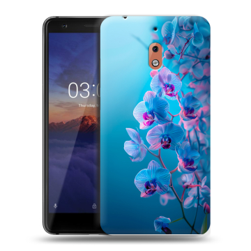 Силиконовый чехол на Nokia 2.1 с принтом голубые орхидеи