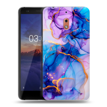 Силиконовый чехол на Nokia 2.1 с принтом синий мрамор Силиконовый чехол на Nokia 2.1 с принтом синий мрамор