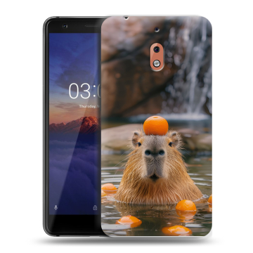 Силиконовый чехол на Nokia 2.1 с принтом Капибара с апельсином