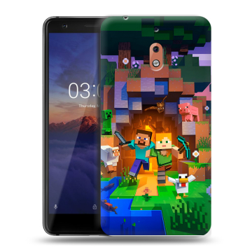 Силиконовый чехол на Nokia 2.1 с принтом Майнкрафт Minecraft