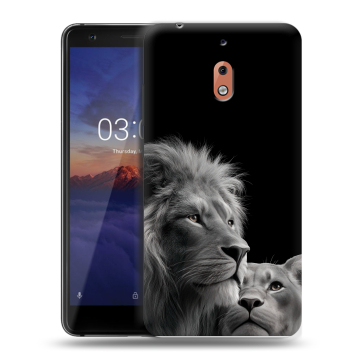 Силиконовый чехол на Nokia 2.1 с принтом Лев кошки