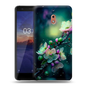 Силиконовый чехол на Nokia 2.1 с принтом Цветы и мрамор Силиконовый чехол на Nokia 2.1 с принтом Цветы и мрамор