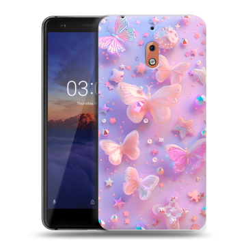 Силиконовый чехол на Nokia 2.1 с принтом Бабочки Силиконовый чехол на Nokia 2.1 с принтом Бабочки