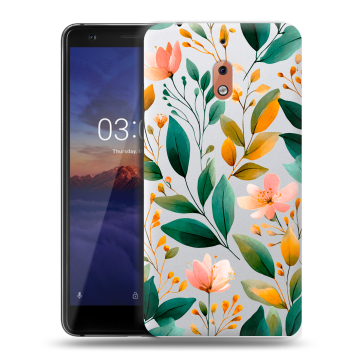 Силиконовый чехол на Nokia 2.1 с принтом Цветы паттерн