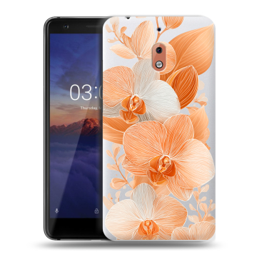 Силиконовый чехол на Nokia 2.1 с принтом Бежевые цветы