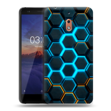 Силиконовый чехол на Nokia 2.1 с принтом Неоновые соты