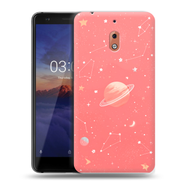Силиконовый чехол на Nokia 2.1 с принтом Розовый космос