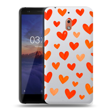 Силиконовый чехол на Nokia 2.1 с принтом Сердечки