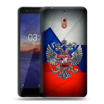 Силиконовый чехол на Nokia 2.1 с принтом Флаг России Силиконовый чехол на Nokia 2.1 с принтом Флаг России