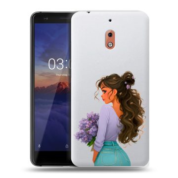 Силиконовый чехол на Nokia 2.1 с принтом девушка цветы