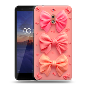 Силиконовый чехол на Nokia 2.1 с принтом Розовые бантики