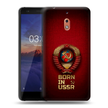 Силиконовый чехол на Nokia 2.1 с принтом Флаг Герб СССР