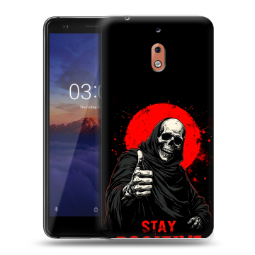 Силиконовый чехол на Nokia 2.1 с принтом смешной скелет
