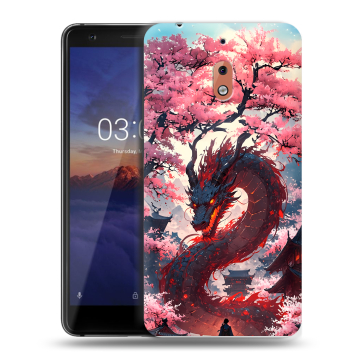 Силиконовый чехол на Nokia 2.1 с принтом Дракон Японский Силиконовый чехол на Nokia 2.1 с принтом Дракон Японский