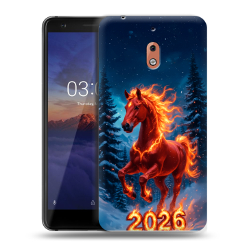 Силиконовый чехол на Nokia 2.1 с принтом Новый год коня