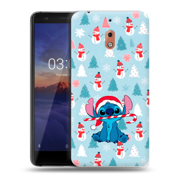 Силиконовый чехол на Nokia 2.1 с принтом Стич Новый год Силиконовый чехол на Nokia 2.1 с принтом Стич Новый год