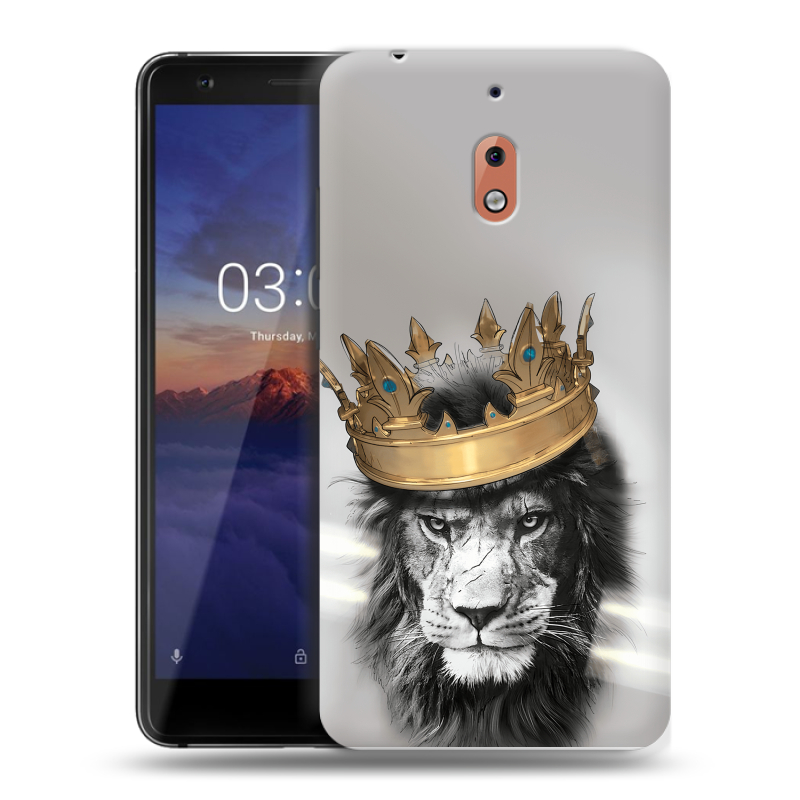 Силиконовый чехол на Nokia 2.1 с принтом Лев с короной Силиконовый чехол на Nokia 2.1 с принтом Лев с короной