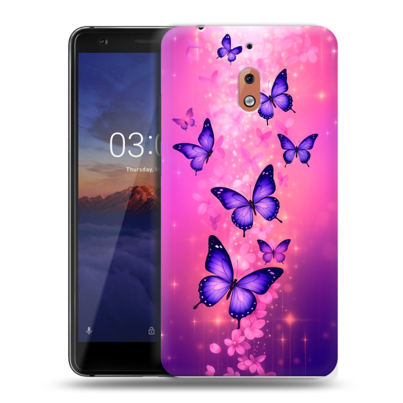 Силиконовый чехол на Nokia 2.1 с принтом Бабочки Силиконовый чехол на Nokia 2.1 с принтом Бабочки