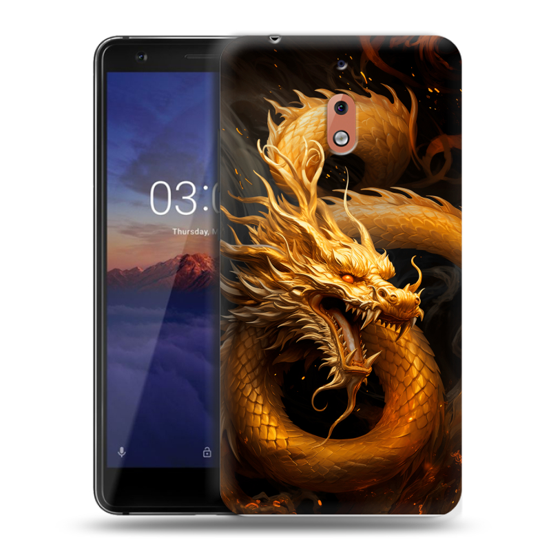 Силиконовый чехол на Nokia 2.1 с принтом Золотой дракон Силиконовый чехол на Nokia 2.1 с принтом Золотой дракон