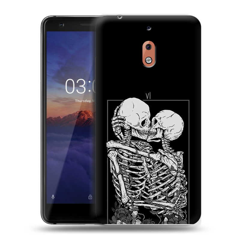 Силиконовый чехол на Nokia 2.1 с принтом Поцелуй скелетов Силиконовый чехол на Nokia 2.1 с принтом Поцелуй скелетов