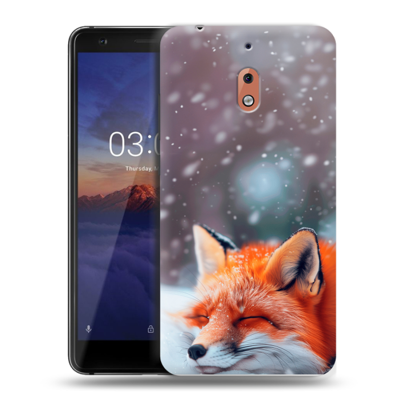 Силиконовый чехол на Nokia 2.1 с принтом лиса Силиконовый чехол на Nokia 2.1 с принтом лиса