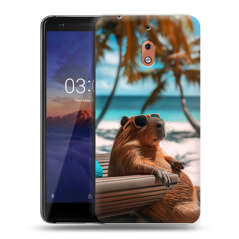 Силиконовый чехол на Nokia 2.1 с принтом Капибара Силиконовый чехол на Nokia 2.1 с принтом Капибара