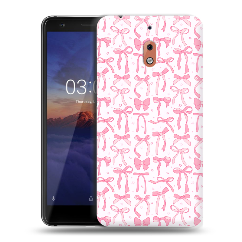 Силиконовый чехол на Nokia 2.1 с принтом Розовые бантики Силиконовый чехол на Nokia 2.1 с принтом Розовые бантики