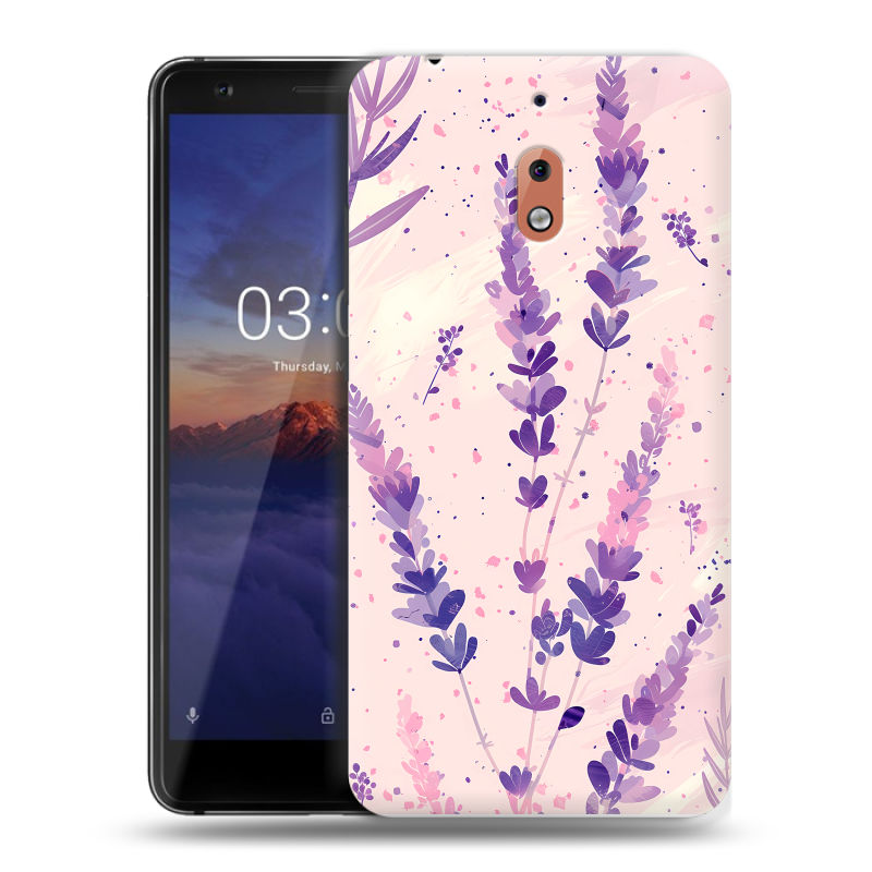 Силиконовый чехол на Nokia 2.1 с принтом цветы лаванда Силиконовый чехол на Nokia 2.1 с принтом цветы лаванда