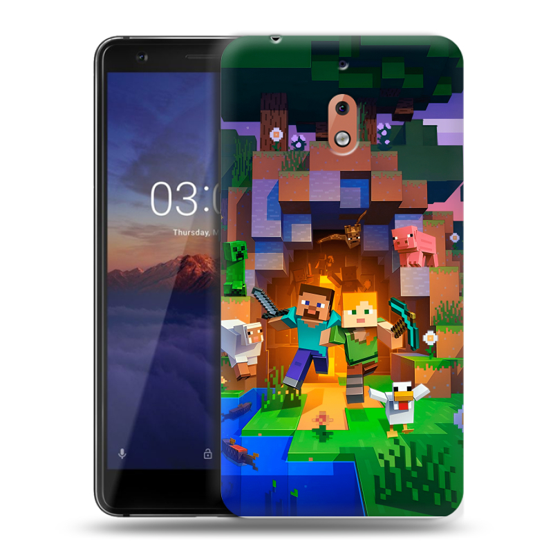 Силиконовый чехол на Nokia 2.1 с принтом Майнкрафт Minecraft Силиконовый чехол на Nokia 2.1 с принтом Майнкрафт Minecraft