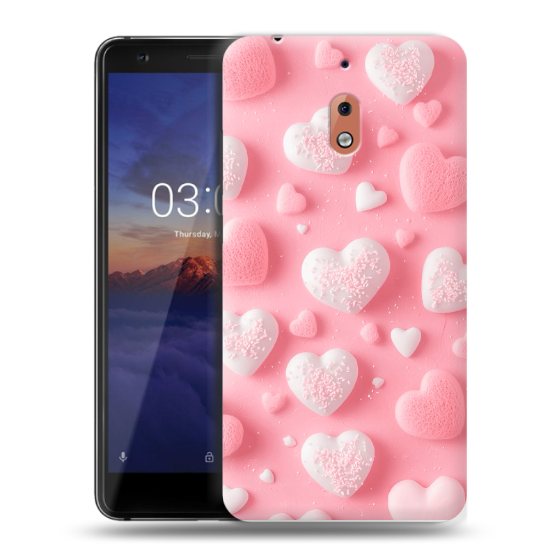 Силиконовый чехол на Nokia 2.1 с принтом Сердечки Силиконовый чехол на Nokia 2.1 с принтом Сердечки