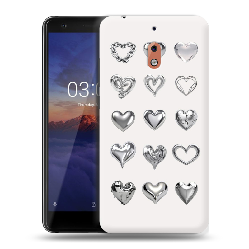 Силиконовый чехол на Nokia 2.1 с принтом Y2K сердечки Силиконовый чехол на Nokia 2.1 с принтом Y2K сердечки