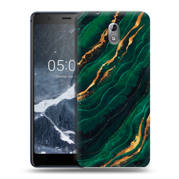 Силиконовый чехол на Nokia 3.1 с принтом Мрамор зеленое золото Силиконовый чехол на Nokia 3.1 с принтом Мрамор зеленое золото