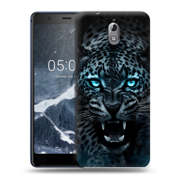 Силиконовый чехол на Nokia 3.1 с принтом Темный леопард Силиконовый чехол на Nokia 3.1 с принтом Темный леопард