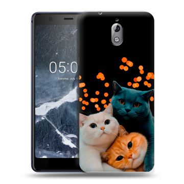 Силиконовый чехол на Nokia 3.1 с принтом Кошки Силиконовый чехол на Nokia 3.1 с принтом Кошки