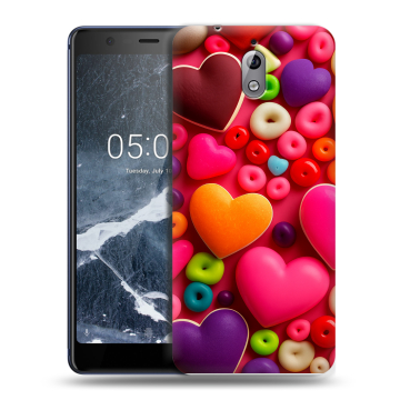 Силиконовый чехол на Nokia 3.1 с принтом Сердечки Силиконовый чехол на Nokia 3.1 с принтом Сердечки