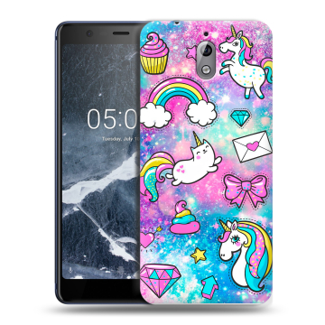 Силиконовый чехол на Nokia 3.1 с принтом Единороги