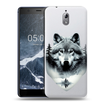 Силиконовый чехол на Nokia 3.1 с принтом Волк в лесу
