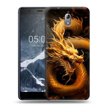 Силиконовый чехол на Nokia 3.1 с принтом Золотой дракон Силиконовый чехол на Nokia 3.1 с принтом Золотой дракон