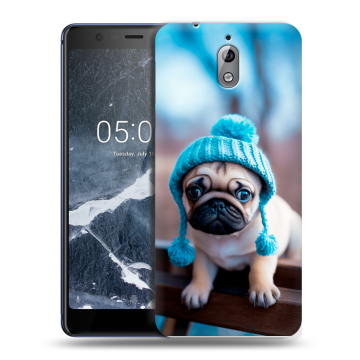 Силиконовый чехол на Nokia 3.1 с принтом Мопс в шапке