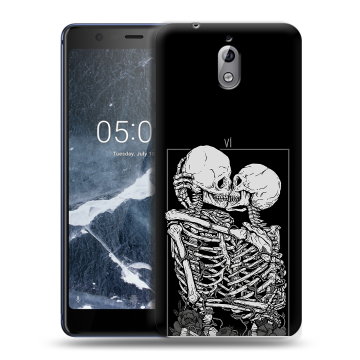 Силиконовый чехол на Nokia 3.1 с принтом Поцелуй скелетов