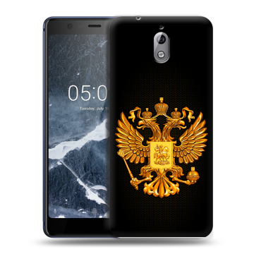 Силиконовый чехол на Nokia 3.1 с принтом Герб России желтый
