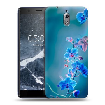 Силиконовый чехол на Nokia 3.1 с принтом Голубые цветы
