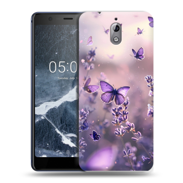 Силиконовый чехол на Nokia 3.1 с принтом бабочки и лаванда