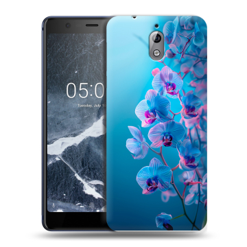 Силиконовый чехол на Nokia 3.1 с принтом голубые орхидеи