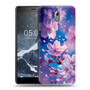 Силиконовый чехол на Nokia 3.1 с принтом цветы бабочки