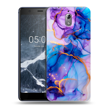 Силиконовый чехол на Nokia 3.1 с принтом синий мрамор