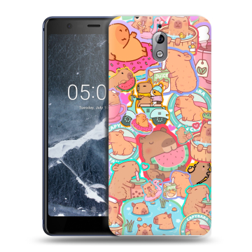 Силиконовый чехол на Nokia 3.1 с принтом капибары