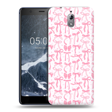 Силиконовый чехол на Nokia 3.1 с принтом Розовые бантики
